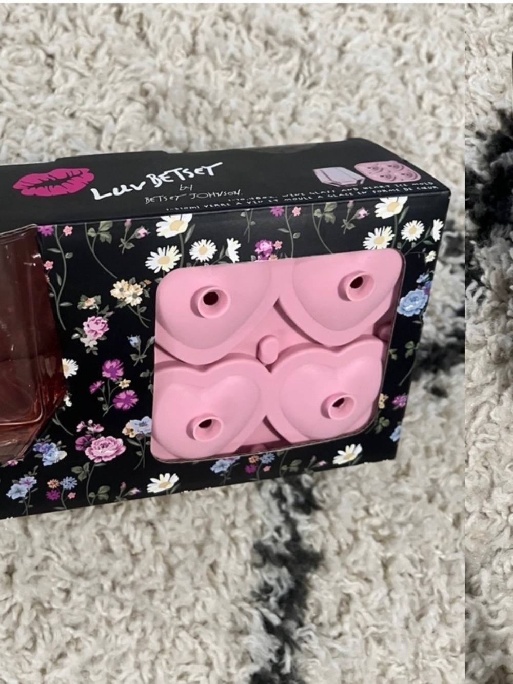 Wine glass and heart shaped ice mould